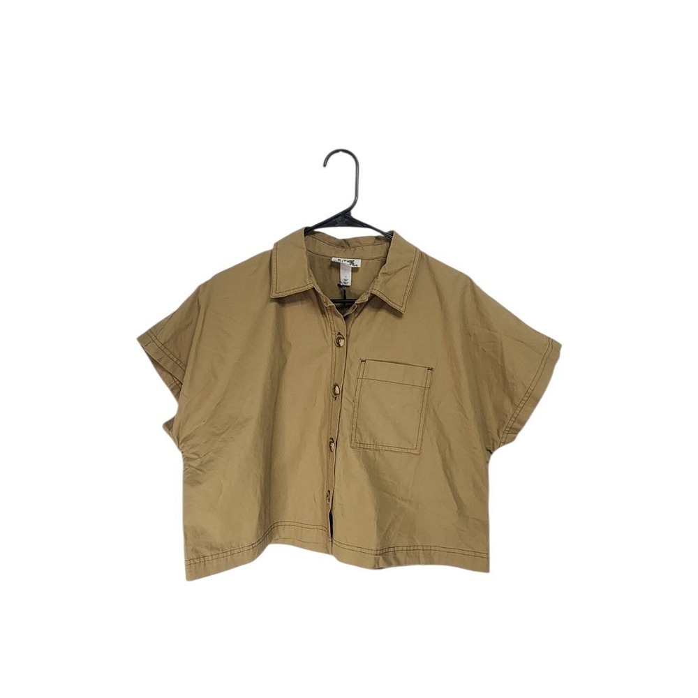 Future Collective Button Down Shirt Womens Size S Tan Brown NWT